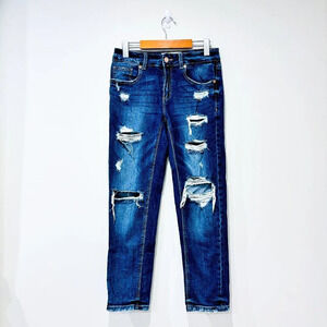 GARAGE  Dark blue distressed jeans